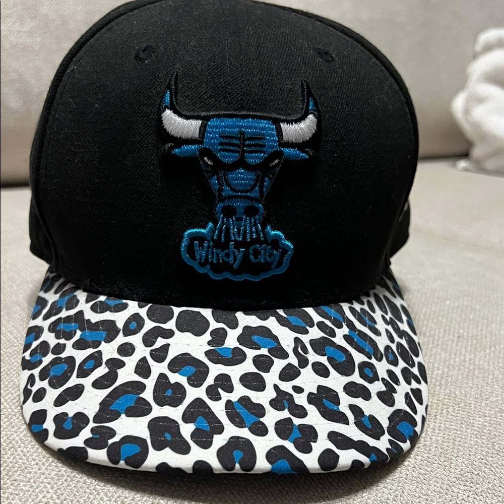 9Fifty New Era Black Teal and White Snapback with Blue Accent Chicago Bulls Logo